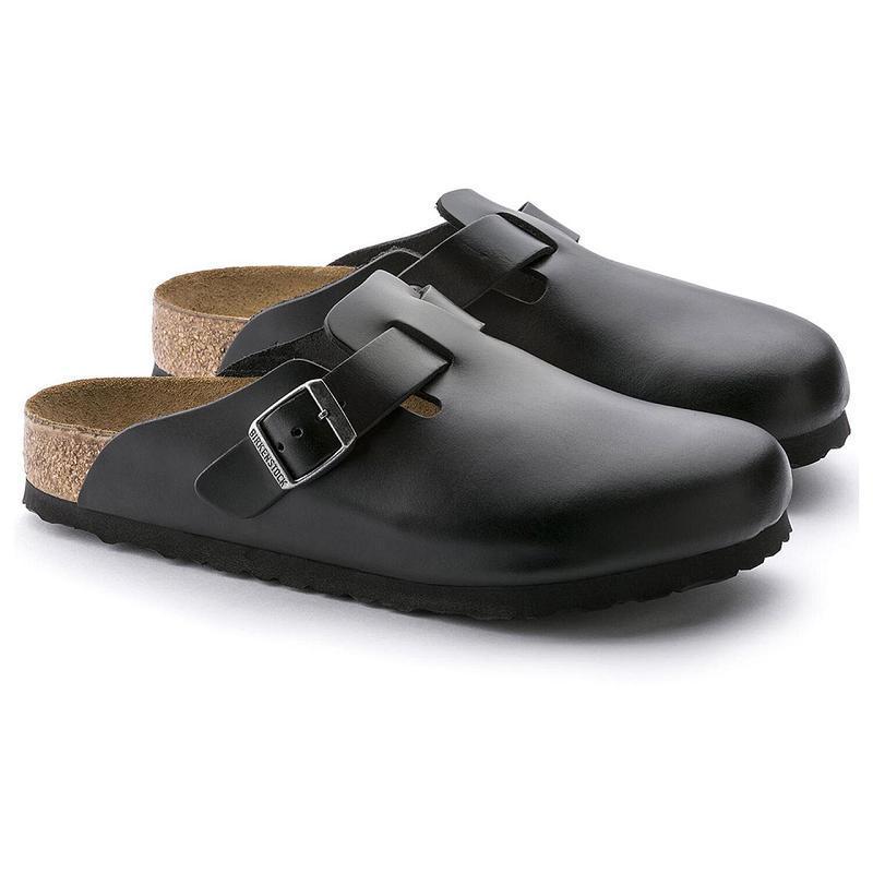 Birkenstock Soft Footbed Amalfi Læder Boston Dame Sort | DK 317ILH